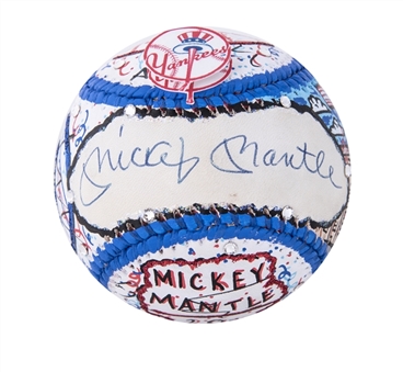 Mickey Mantle Signed Charles Fazzino Pop Art Baseball (UDA & Fazzino LOA)